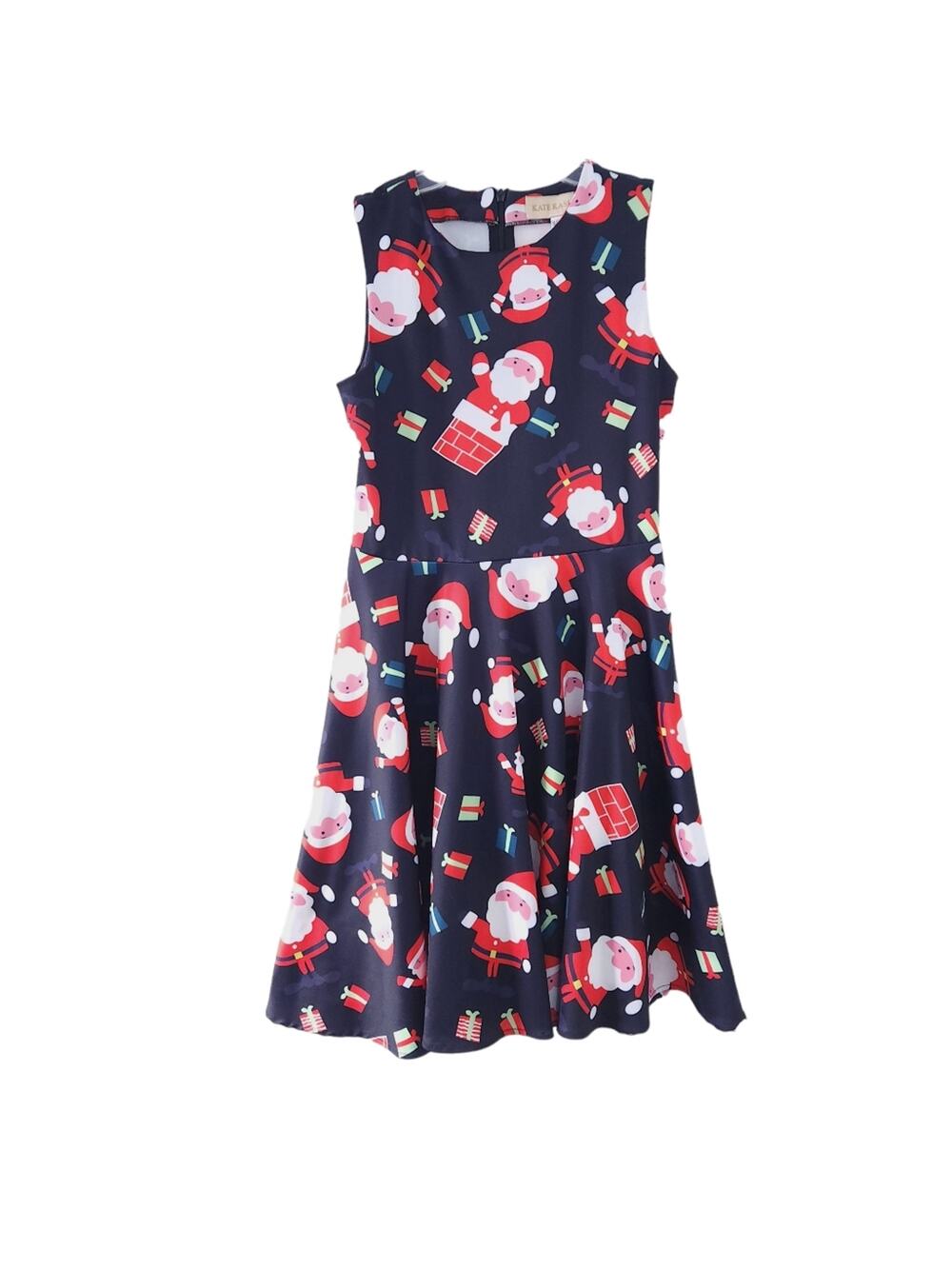 Kate Kasin Santa Christmas Dress Size 11-12, Sleeveless, Fit and Flare
